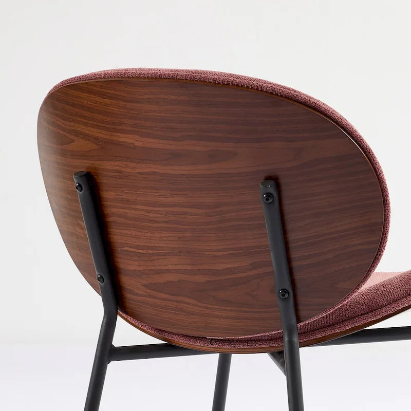 Sedia singola Mid-Century Modern Shell Tripod, sedia lounge in tessuto arancione con finitura noce e schienale confortevole