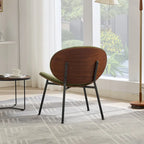 Sedia singola Mid-Century Modern Shell Tripod, sedia lounge in tessuto arancione con finitura noce e schienale confortevole