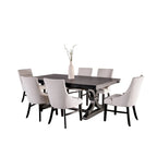 Tavolo da pranzo con 6 sedie a pozzetto, rettangolare, nero, beige