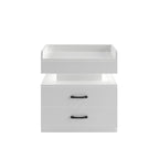 Comodino Intelligente con Striscia Luminosa a LED Regolabile, Mobile Contenitore con 2 Cassetti, Tavolino da Divano, Tavolino da Caffè