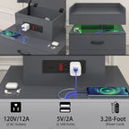 Comodino Intelligente con Striscia Luminosa a LED Regolabile, Mobile Contenitore con 2 Cassetti, Tavolino da Divano, Tavolino da Caffè