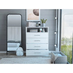 TUHOME Continental Dresser with 4 Drawers and Metal Hardware