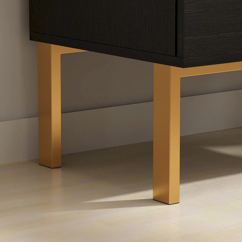Cassettiera a 5 cassetti con gambe in metallo, in legno