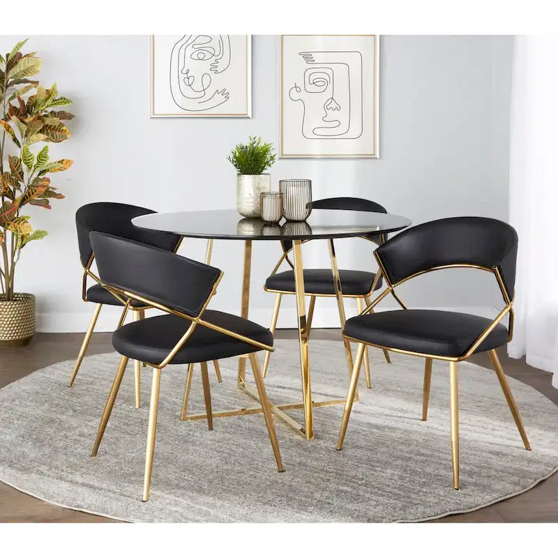 Sedia da pranzo imbottita oro