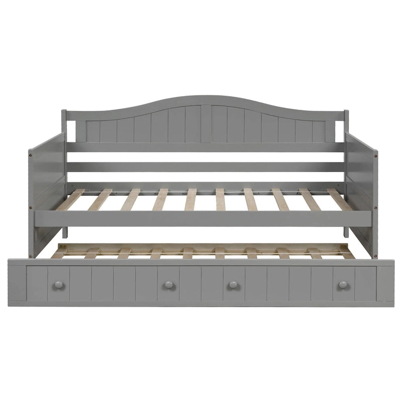 Divano Letto Singolo in Legno con 2 Cassetti / Letto Estraibile, Divano Letto per Camera da Letto Soggiorno, Nessuna Rete a Molle Necessaria