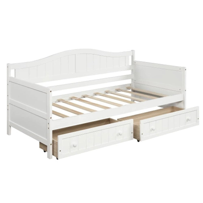 Divano Letto Singolo in Legno con 2 Cassetti / Letto Estraibile, Divano Letto per Camera da Letto Soggiorno, Nessuna Rete a Molle Necessaria