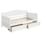 Divano Letto Singolo in Legno con 2 Cassetti / Letto Estraibile, Divano Letto per Camera da Letto Soggiorno, Nessuna Rete a Molle Necessaria