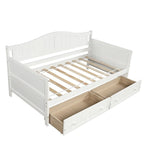 Divano Letto Singolo in Legno con 2 Cassetti / Letto Estraibile, Divano Letto per Camera da Letto Soggiorno, Nessuna Rete a Molle Necessaria