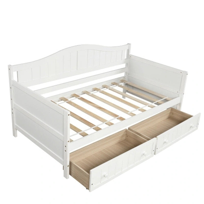 Divano Letto Singolo in Legno con 2 Cassetti / Letto Estraibile, Divano Letto per Camera da Letto Soggiorno, Nessuna Rete a Molle Necessaria