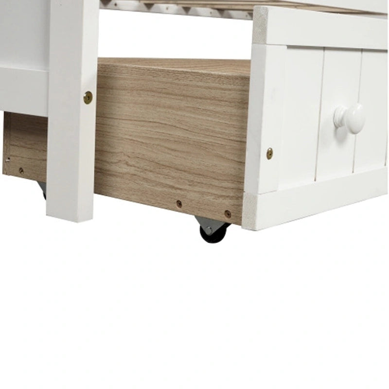 Divano Letto Singolo in Legno con 2 Cassetti / Letto Estraibile, Divano Letto per Camera da Letto Soggiorno, Nessuna Rete a Molle Necessaria
