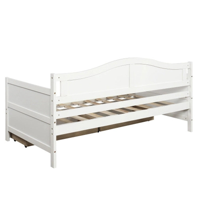 Divano Letto Singolo in Legno con 2 Cassetti / Letto Estraibile, Divano Letto per Camera da Letto Soggiorno, Nessuna Rete a Molle Necessaria