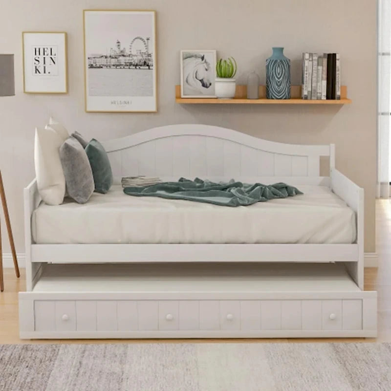 Divano Letto Singolo in Legno con 2 Cassetti / Letto Estraibile, Divano Letto per Camera da Letto Soggiorno, Nessuna Rete a Molle Necessaria