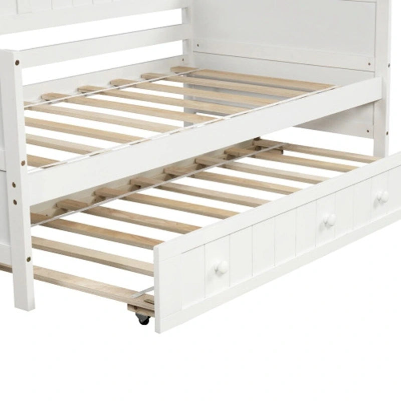 Divano Letto Singolo in Legno con 2 Cassetti / Letto Estraibile, Divano Letto per Camera da Letto Soggiorno, Nessuna Rete a Molle Necessaria