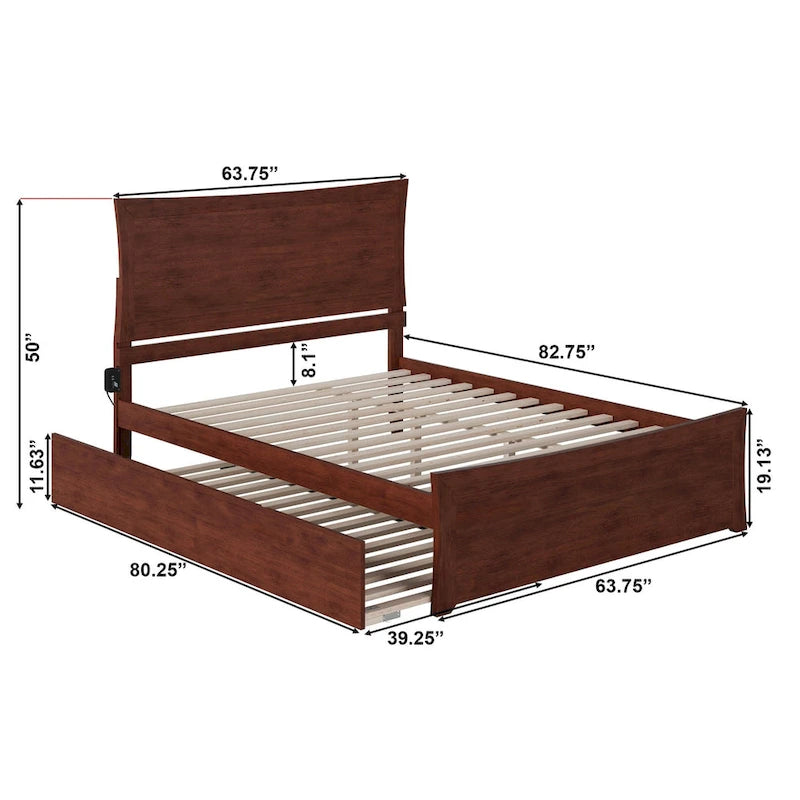 Letto a piattaforma con pediera coordinata e letto estraibile