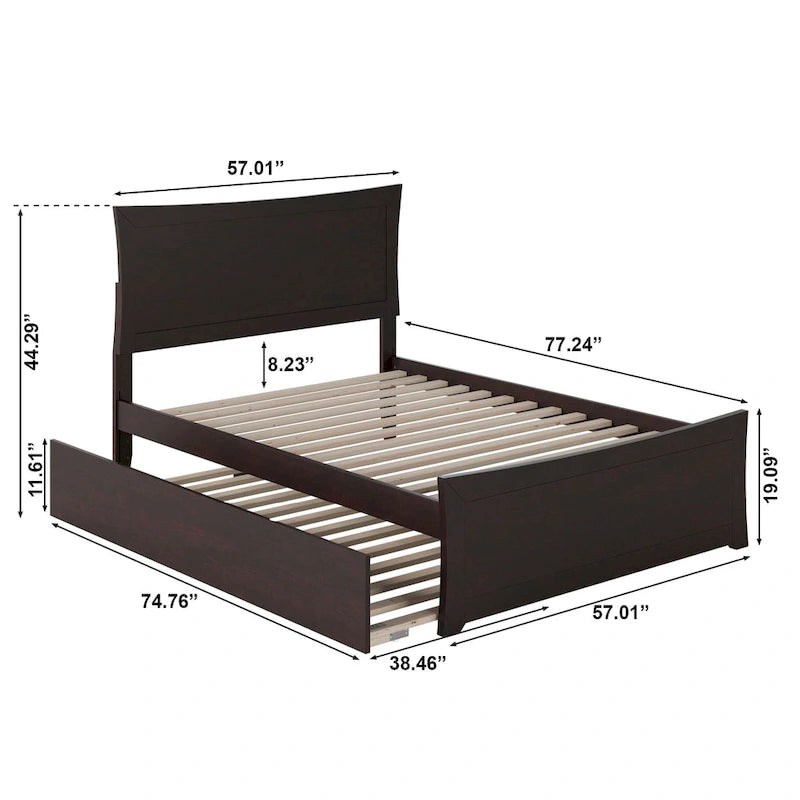 Letto a piattaforma con pediera coordinata e letto estraibile