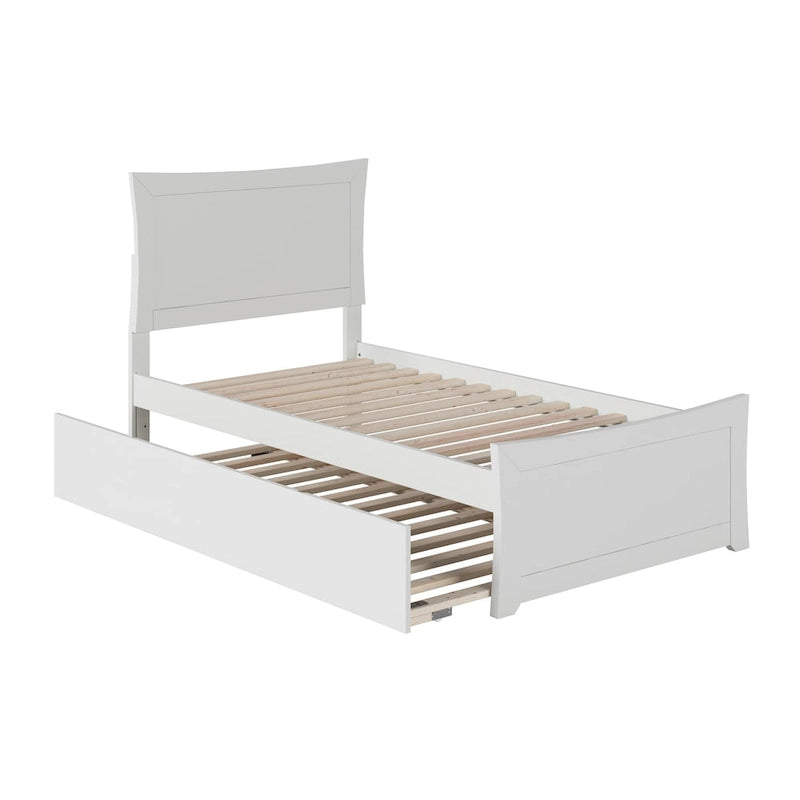 Letto a piattaforma con pediera coordinata e letto estraibile