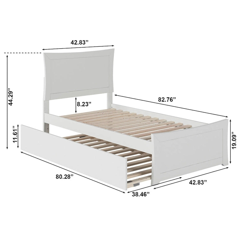 Letto a piattaforma con pediera coordinata e letto estraibile