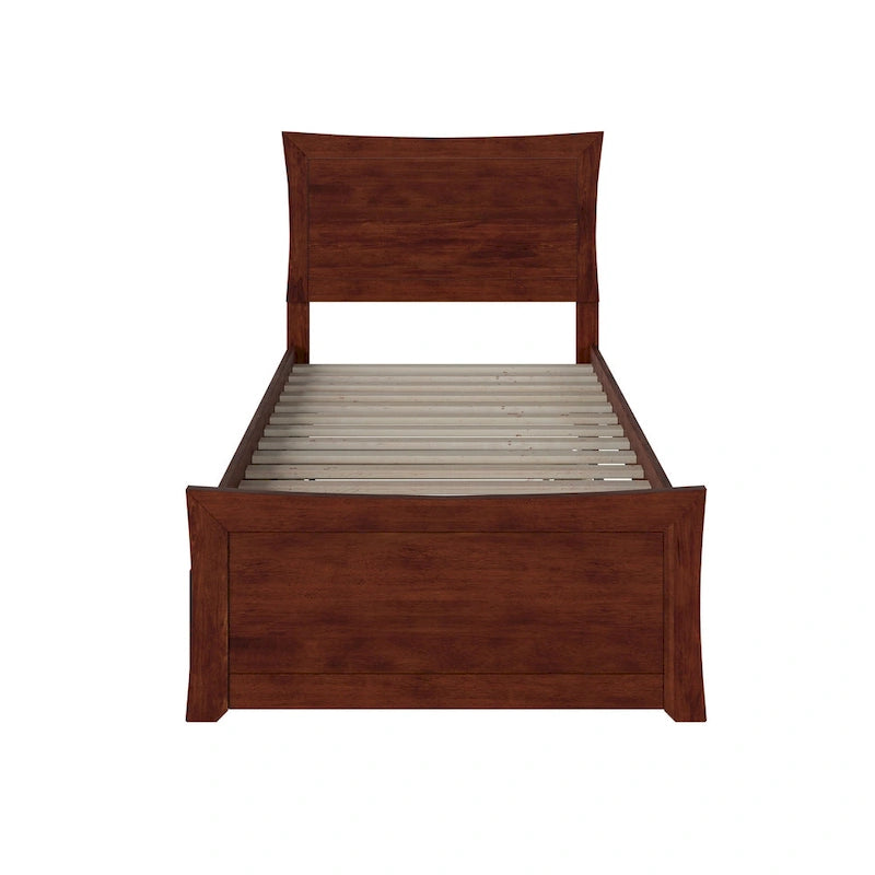 Letto a piattaforma con pediera coordinata e letto estraibile