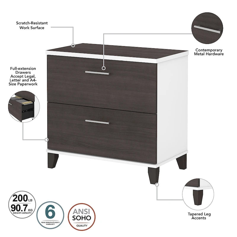Scrivania angolare a L da 72" con pensile, armadietto e libreria, colore grigio
