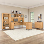 Scrivania angolare a L da 72" con pensile, armadietto e libreria, colore grigio