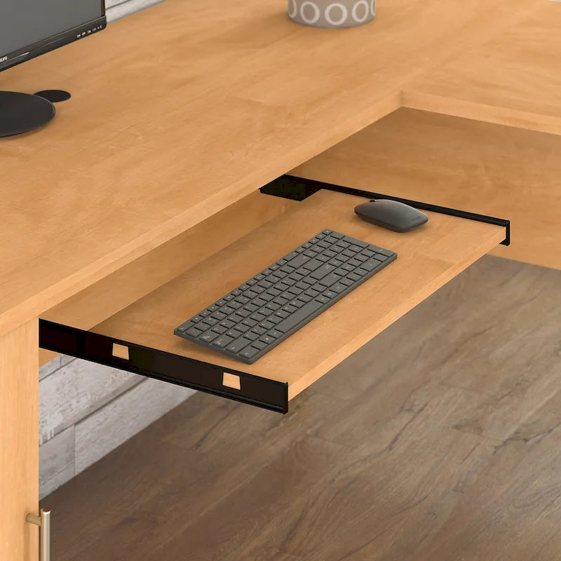 Scrivania angolare a L da 72" con pensile, armadietto e libreria, colore grigio