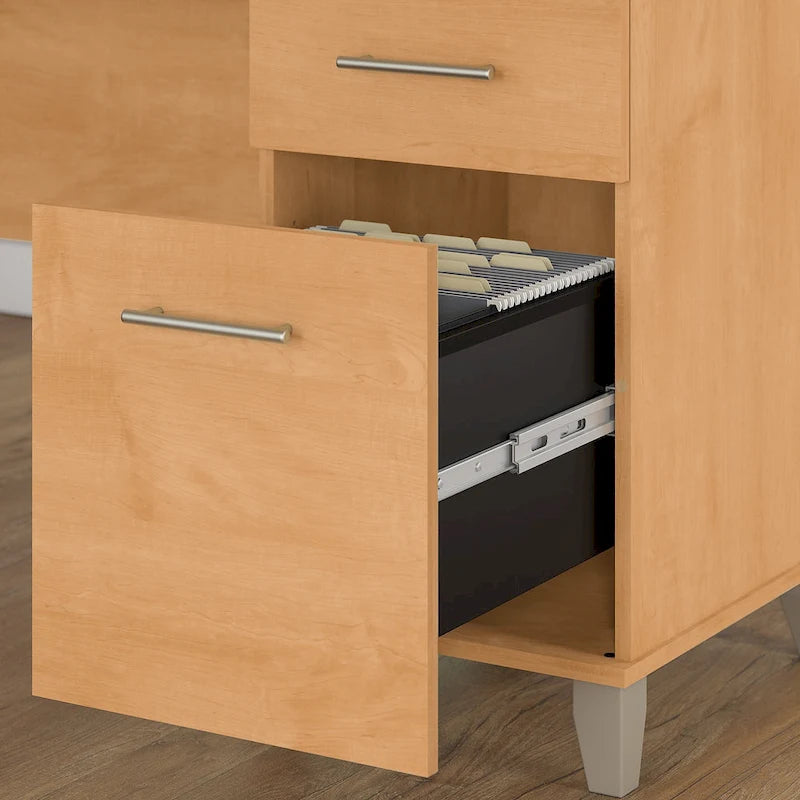 Scrivania angolare a L da 72" con pensile, armadietto e libreria, colore grigio