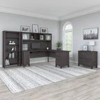 Scrivania angolare a L da 72" con pensile, armadietto e libreria, colore grigio