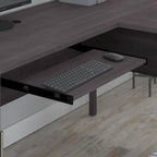 Scrivania angolare a L da 72" con pensile, armadietto e libreria, colore grigio