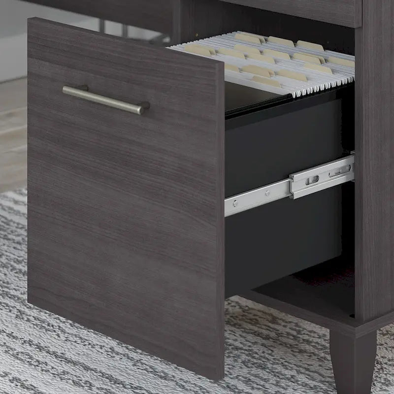 Scrivania angolare a L da 72" con pensile, armadietto e libreria, colore grigio