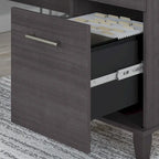 Scrivania angolare a L da 72" con pensile, armadietto e libreria, colore grigio