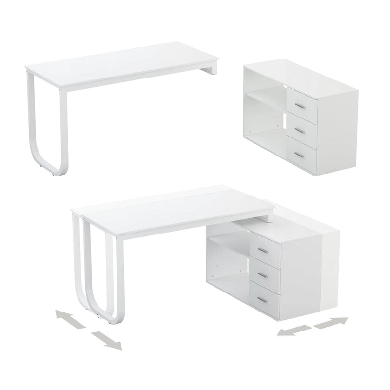 Scrivania ad angolo per computer da 55" - Postazione di lavoro con cassetti - 5 colori grandi