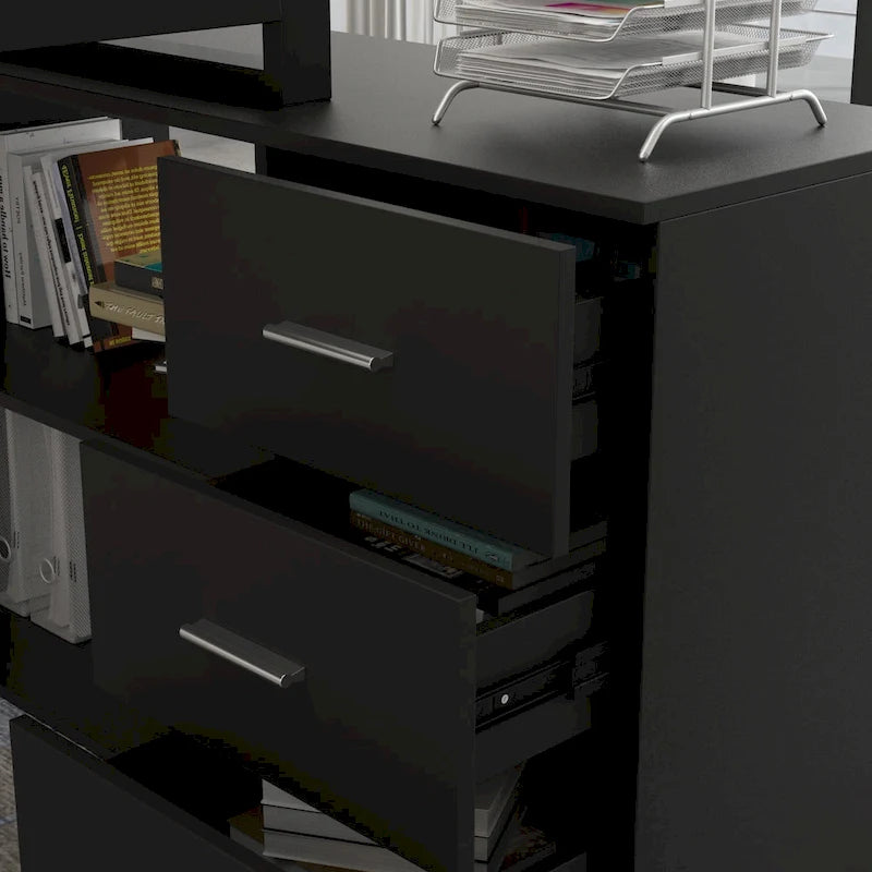 Scrivania ad angolo per computer da 55" - Postazione di lavoro con cassetti - 5 colori grandi