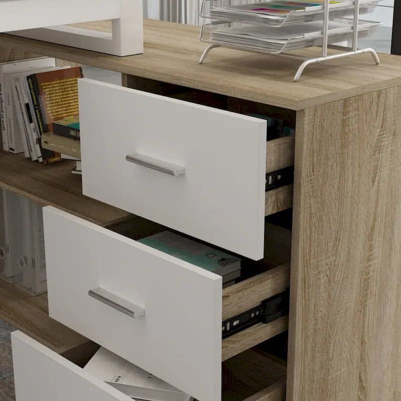 Scrivania ad angolo per computer da 55" - Postazione di lavoro con cassetti - 5 colori grandi