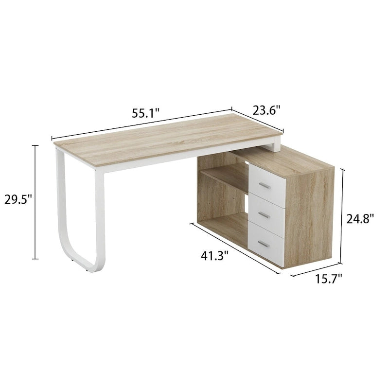 Scrivania ad angolo per computer da 55" - Postazione di lavoro con cassetti - 5 colori grandi