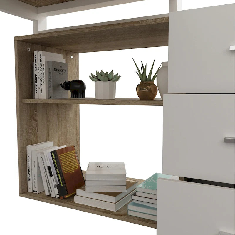 Scrivania ad angolo per computer da 55" - Postazione di lavoro con cassetti - 5 colori grandi