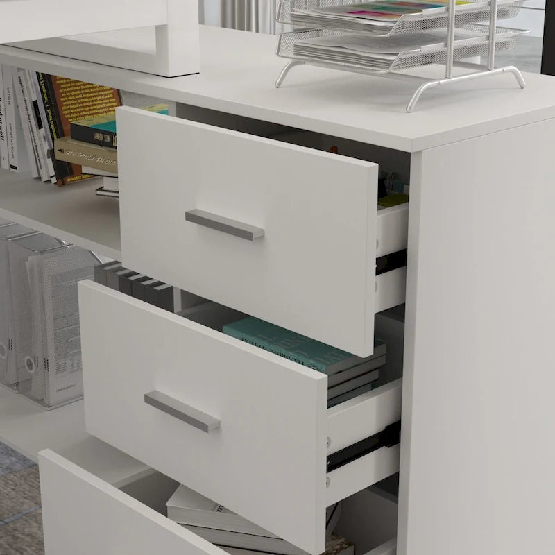 Scrivania ad angolo per computer da 55" - Postazione di lavoro con cassetti - 5 colori grandi