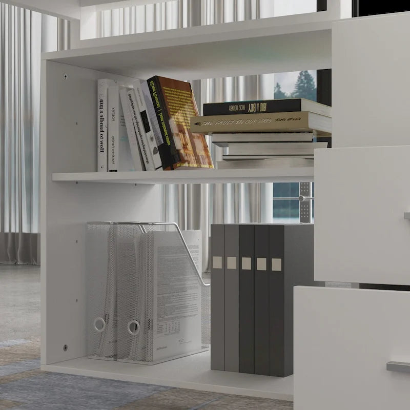 Scrivania ad angolo per computer da 55" - Postazione di lavoro con cassetti - 5 colori grandi