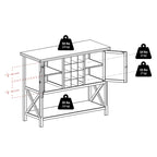 Credenza buffet, Cappuccino - 43,8 L x 18 P x 35,9 H