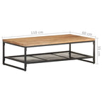 Tavolino da salotto 110x60x35 cm in legno massello di acacia