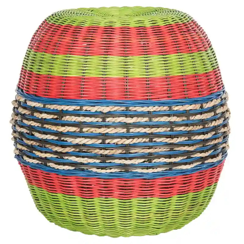 Sgabello a botte in rattan multistrato di vimini - 18 x 18 x 18