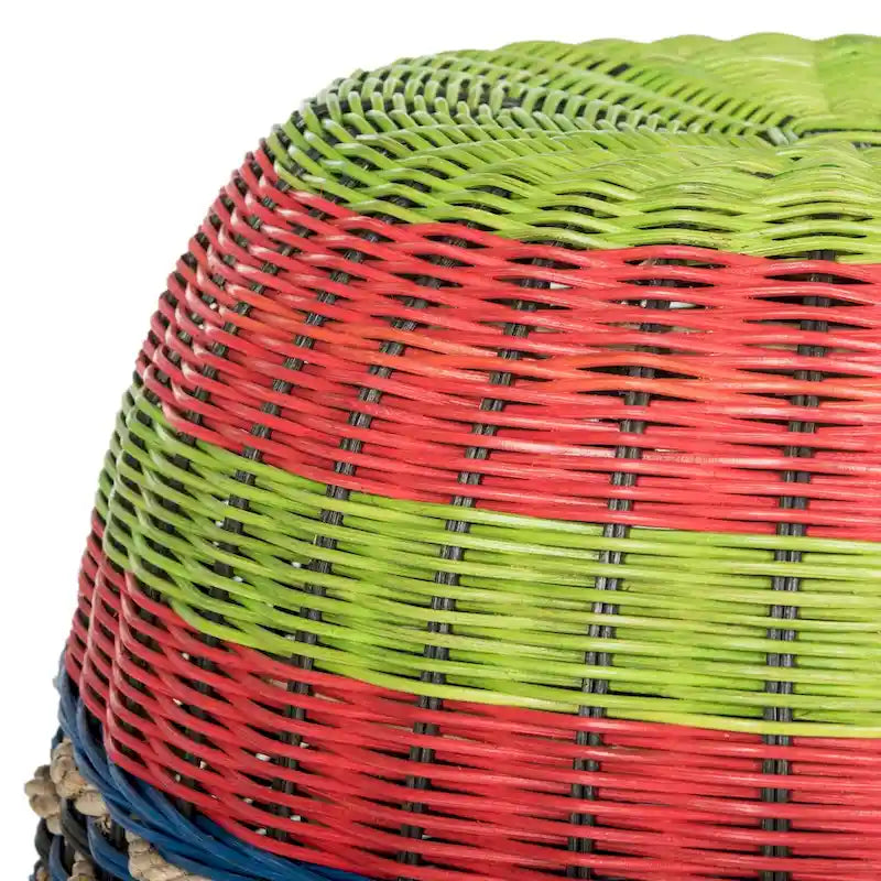 Sgabello a botte in rattan multistrato di vimini - 18 x 18 x 18