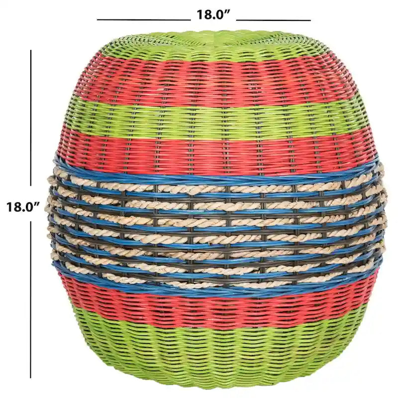 Sgabello a botte in rattan multistrato di vimini - 18 x 18 x 18