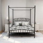 Classico letto a baldacchino in metallo, facile da montare