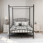 Classico letto a baldacchino in metallo, facile da montare