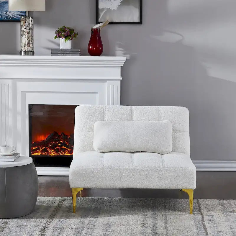 Divano letto futon convertibile con gambe in legno massello in tessuto di lino verde senape