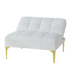 Divano letto futon convertibile con gambe in legno massello in tessuto di lino verde senape