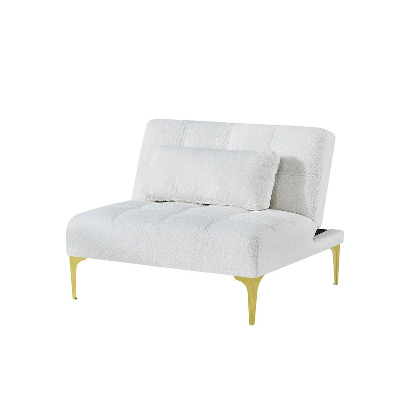 Divano letto futon convertibile con gambe in legno massello in tessuto di lino verde senape